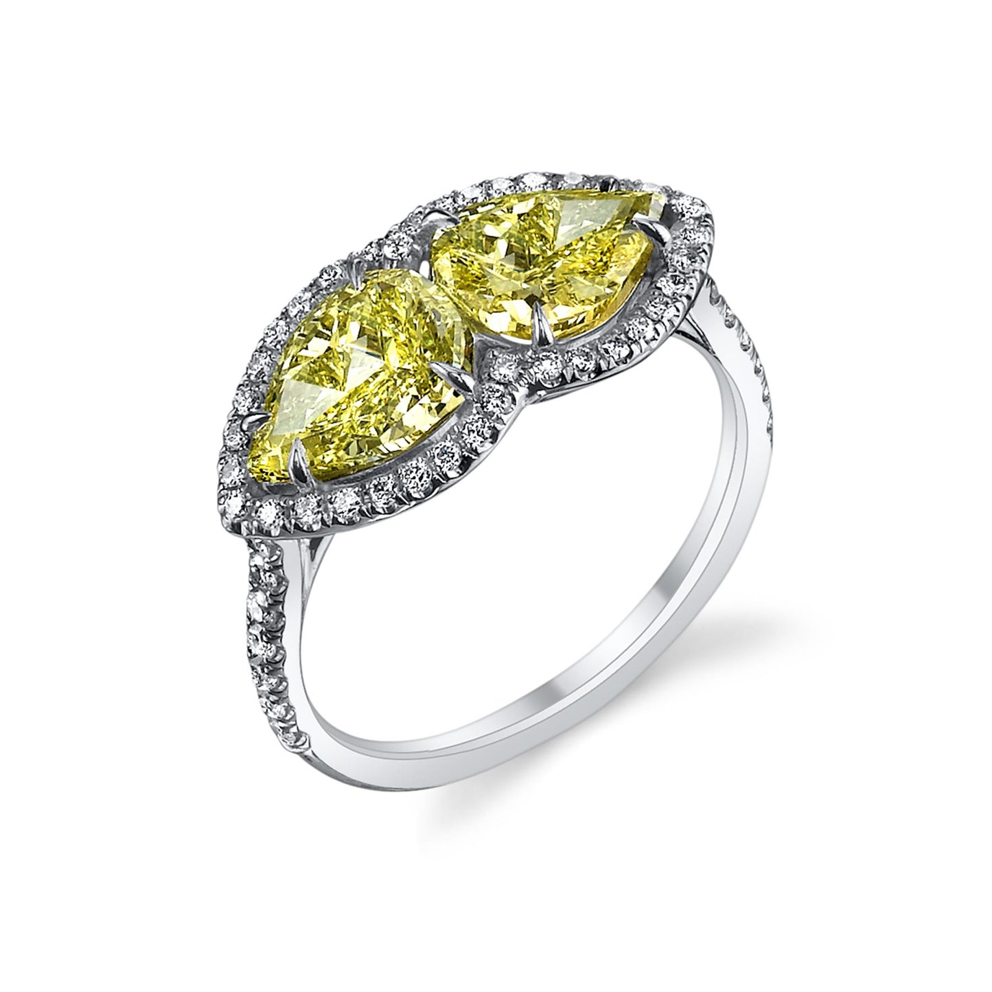 Fancy Yellow Diamond Pear Halo Ring
