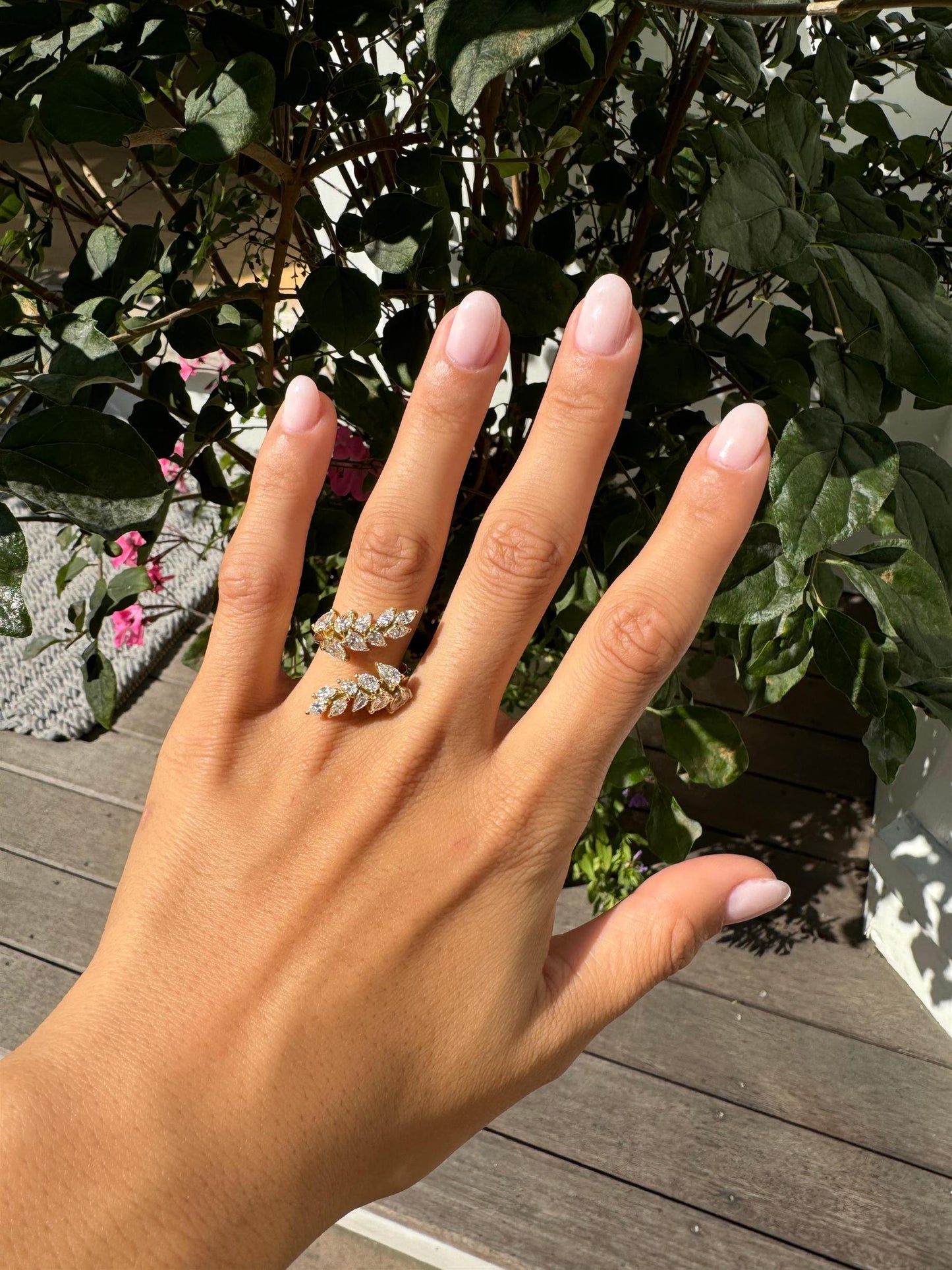 Pear & Marquise Diamond Bypass Ring