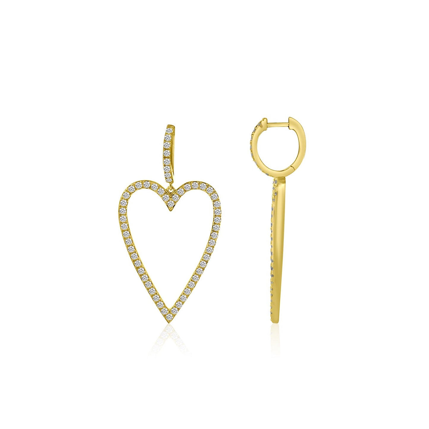 Open Heart Diamond Pavé Earrings
