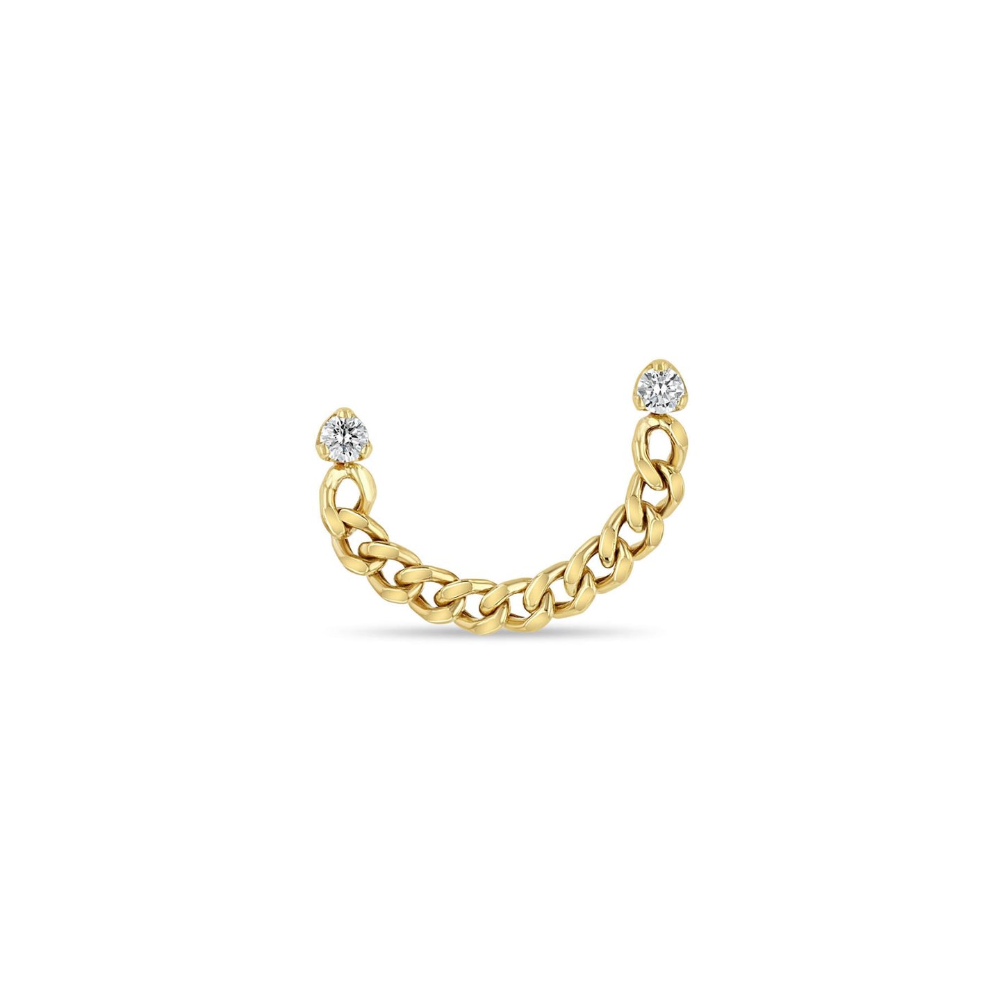 Diamond Double Stud Curb Chain Earring
