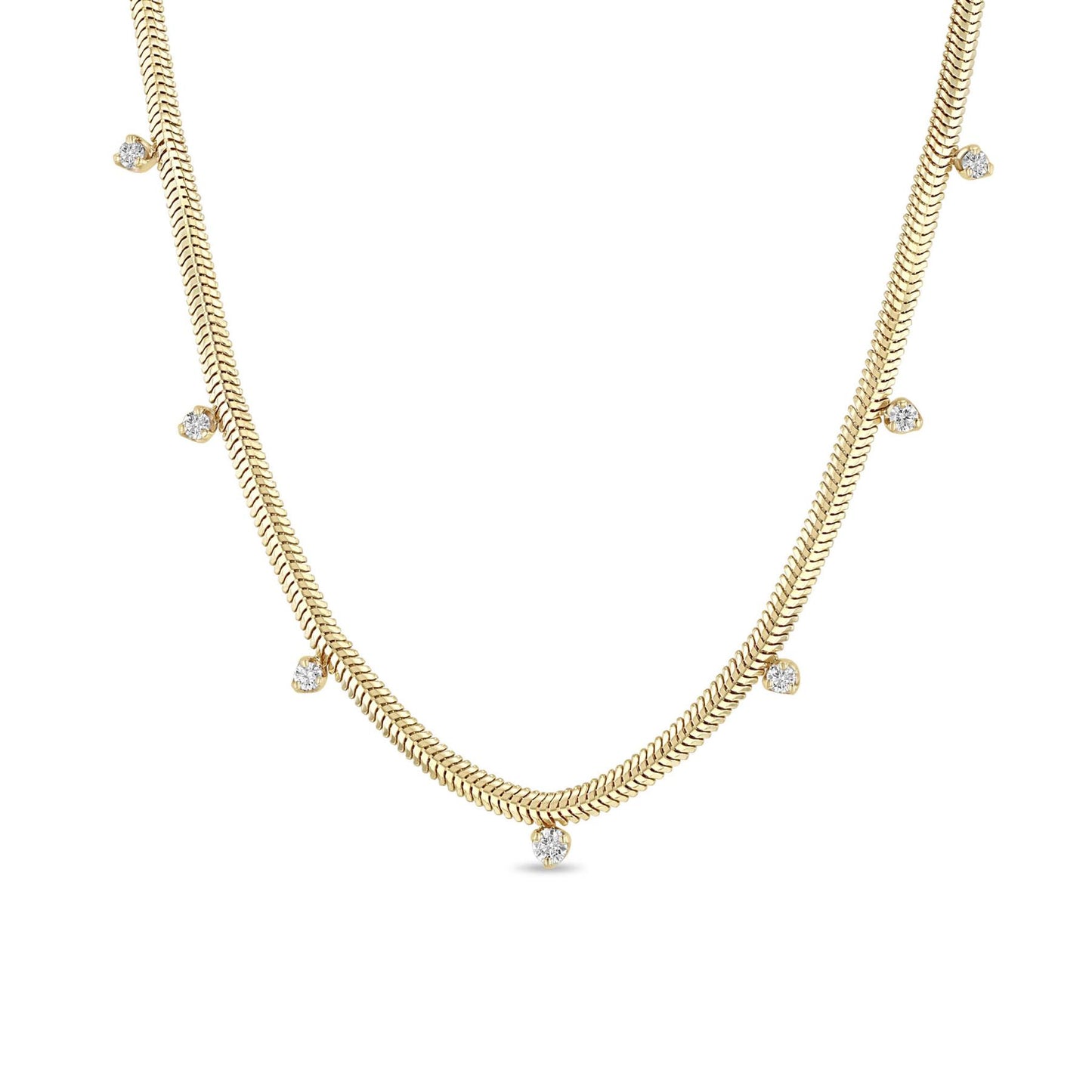7-Station Diamond Snake Chain Necklace