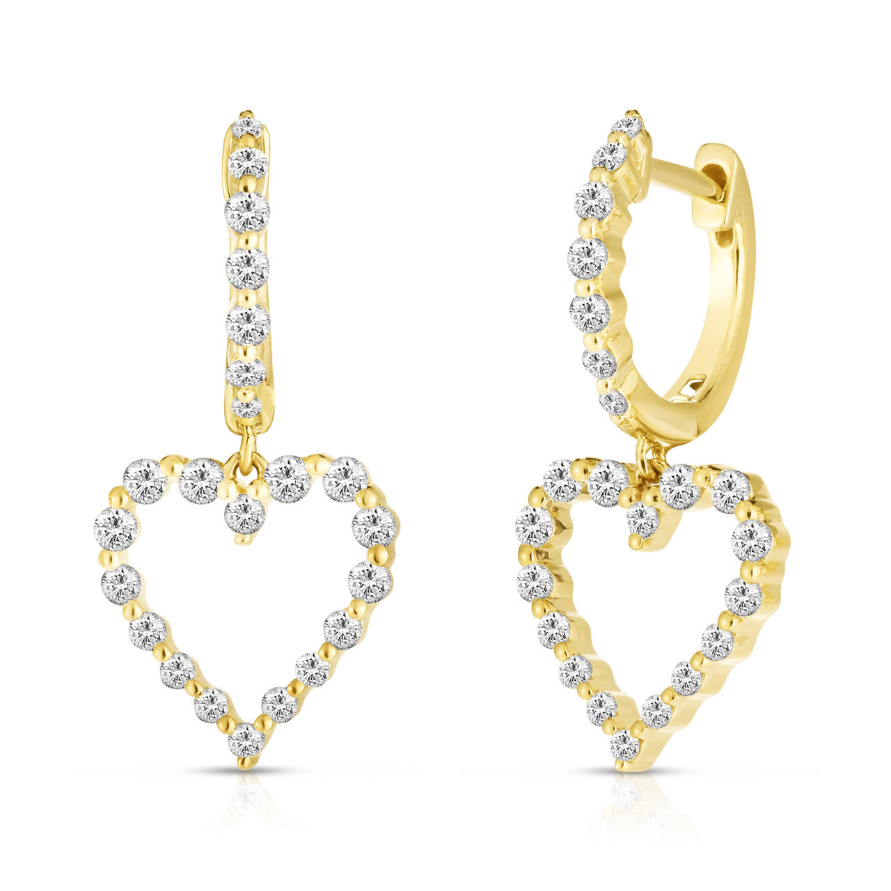 Graduated Open Diamond Heart Dangle Earrings