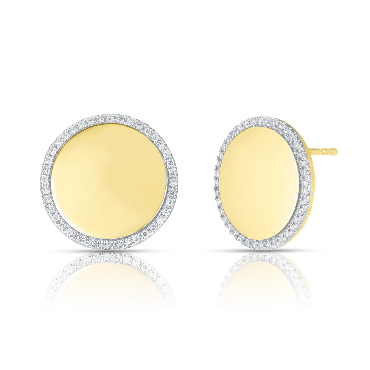 Round Diamond Border Disc Studs