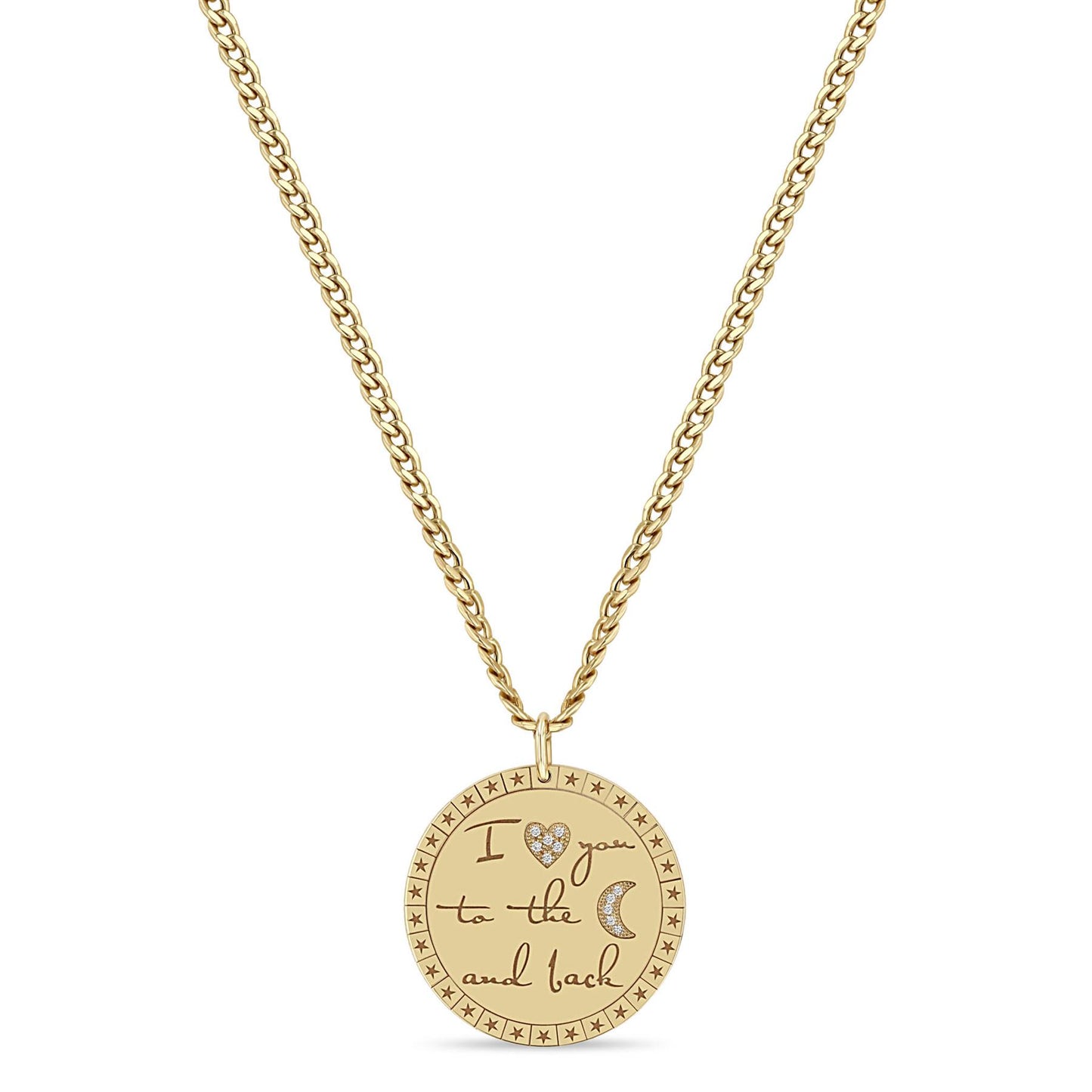 Love You To The Moon & Back Medallion Diamond Necklace