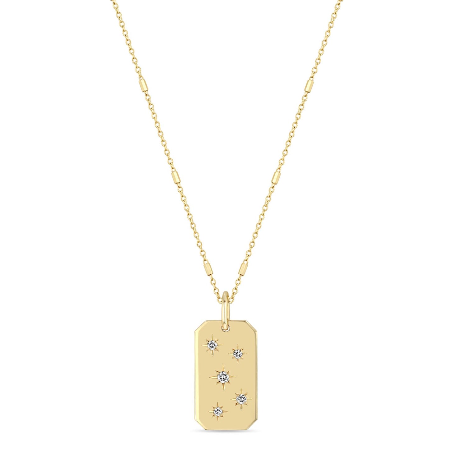 Scattered Star Set Diamond Dog Tag Necklace
