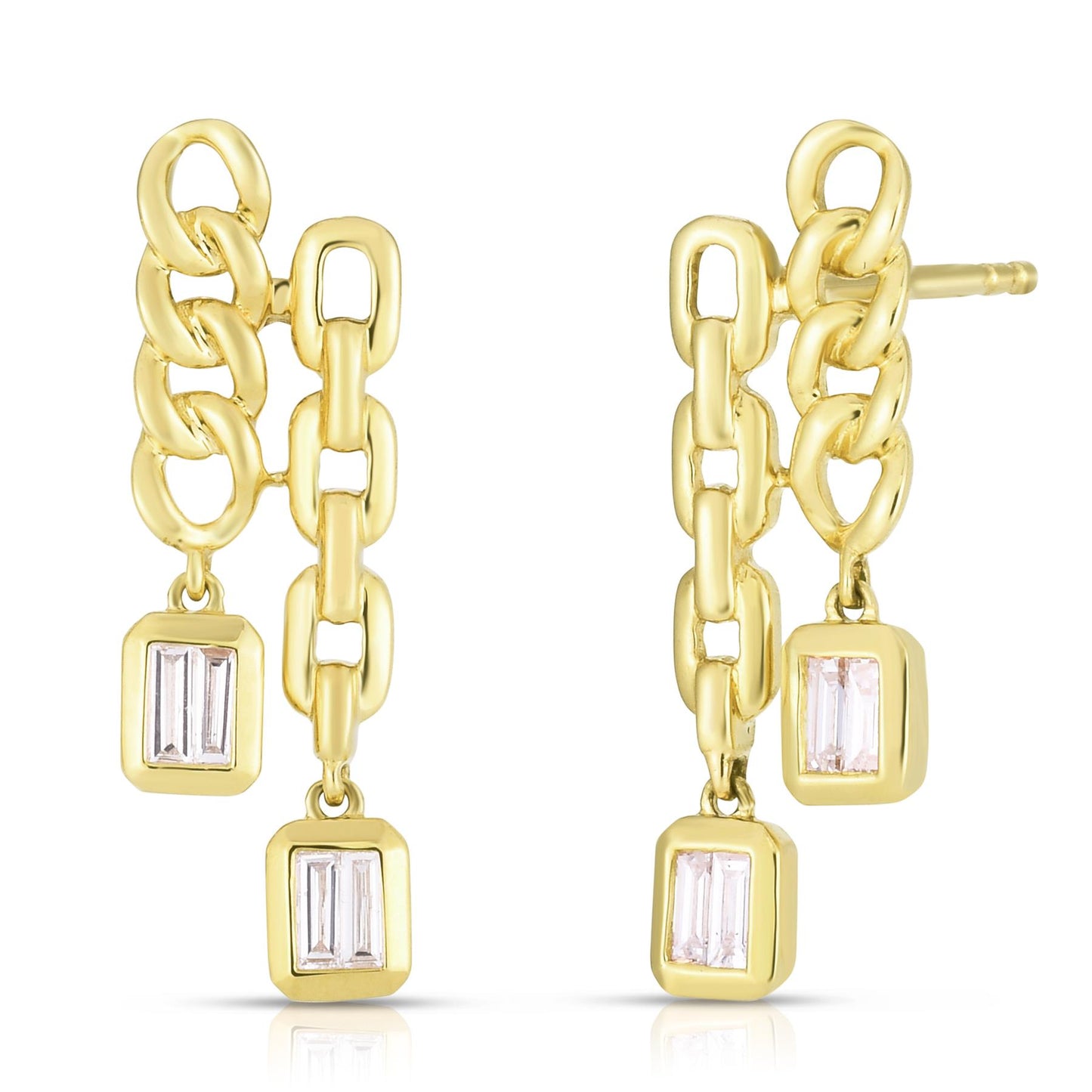 Diamond Double Chain Earrings