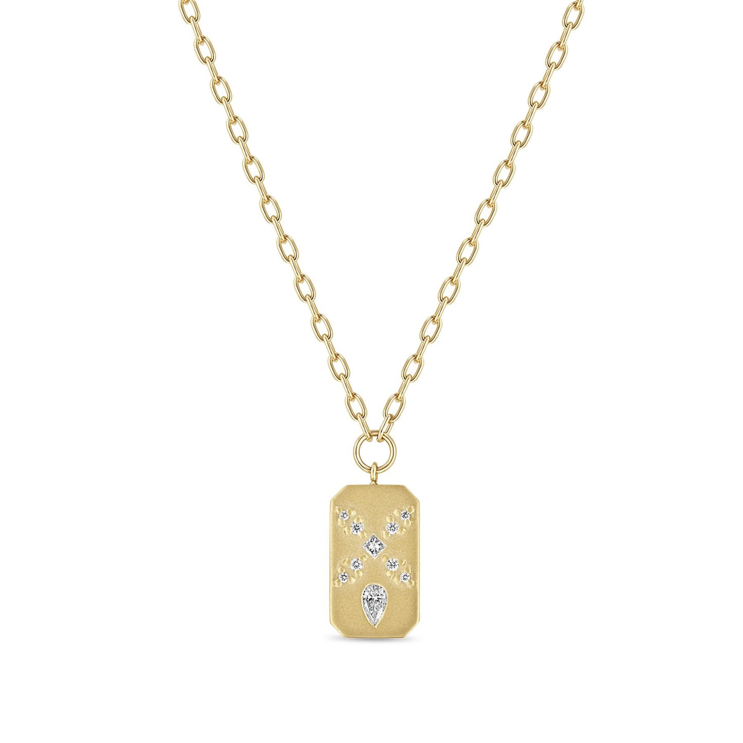 Diamond Mosaic Vertical Dog Tag Necklace
