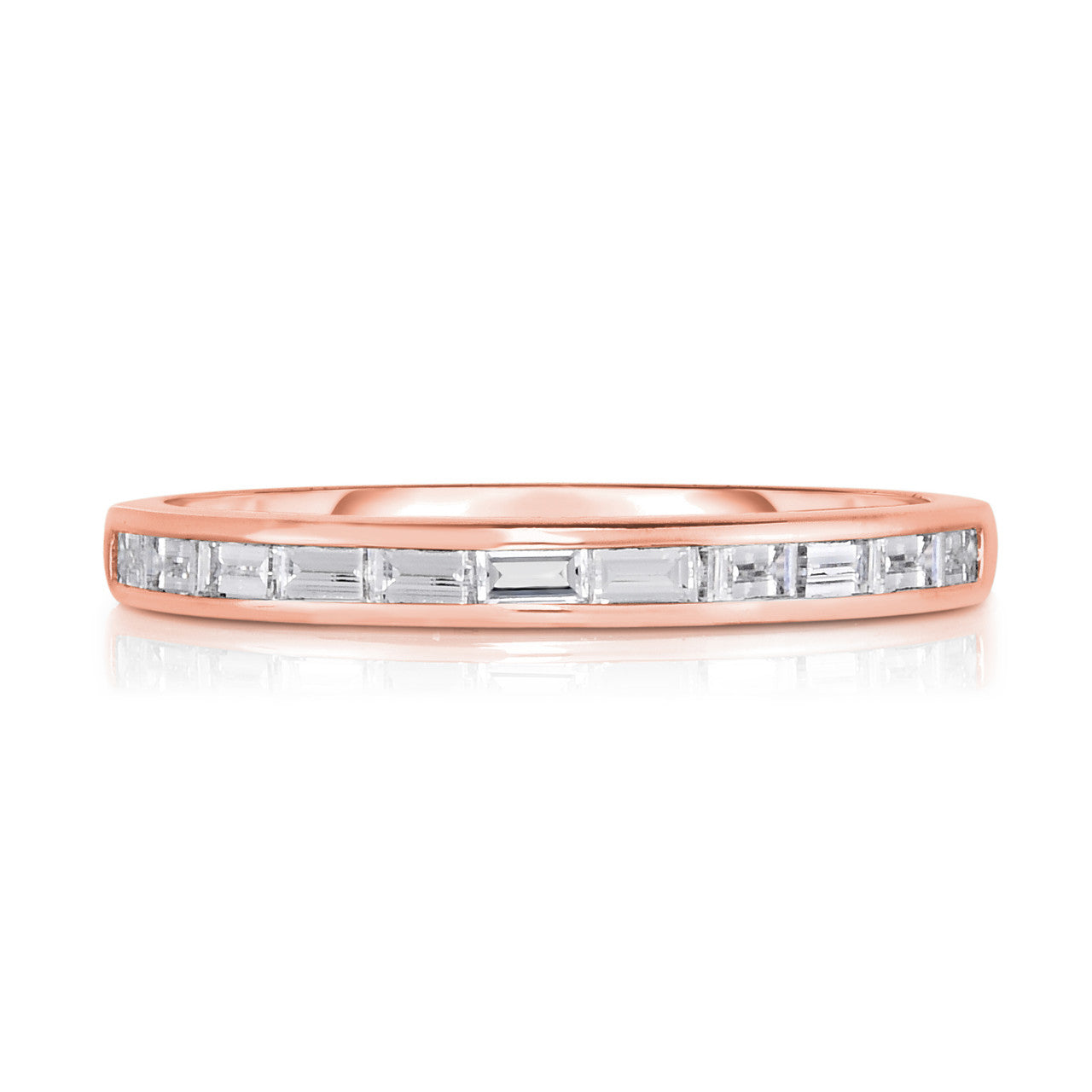 Channel Set Baguette Diamond Ring in Rose Gold