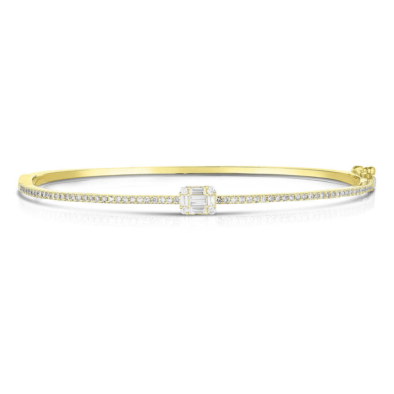 Emerald Illusion Center Pave Bangle in Yellow Gold