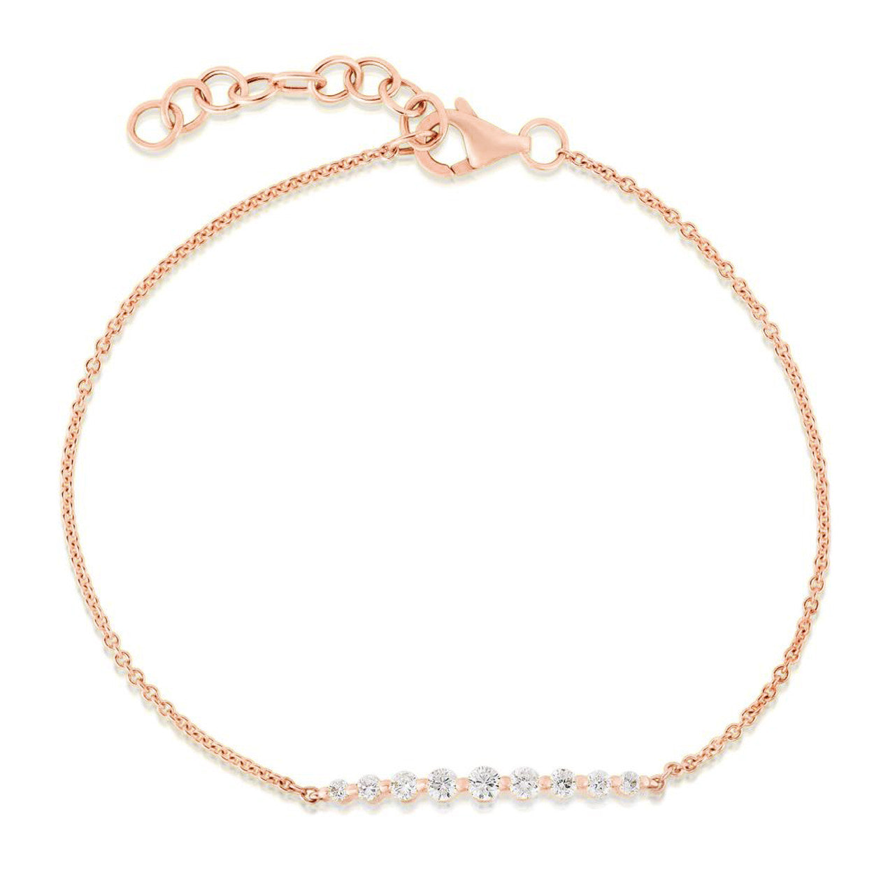 Graduated Diamond Single Prong Bracelet in Rose Gold