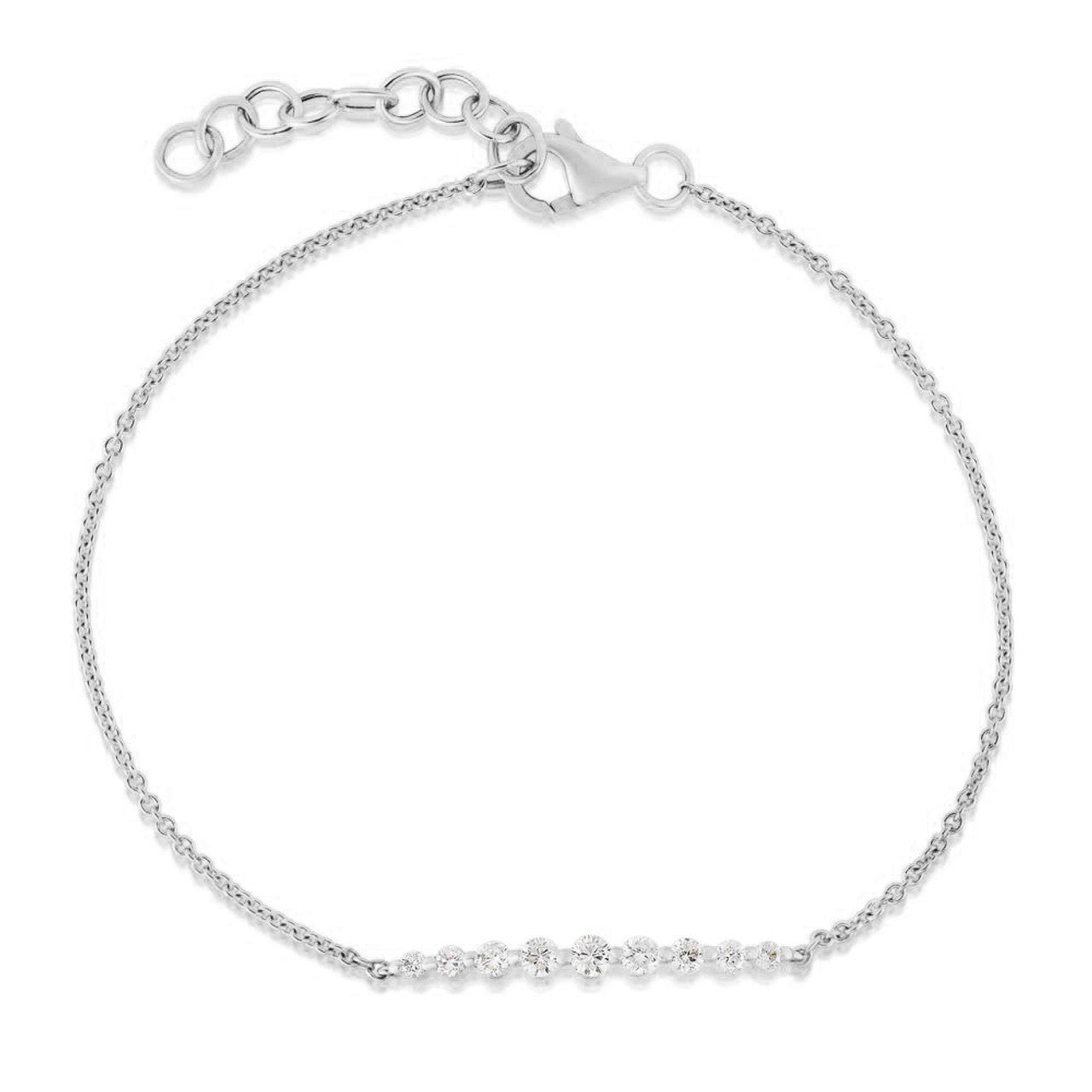 Graduated Diamond Single Prong Bracelet in White Gold