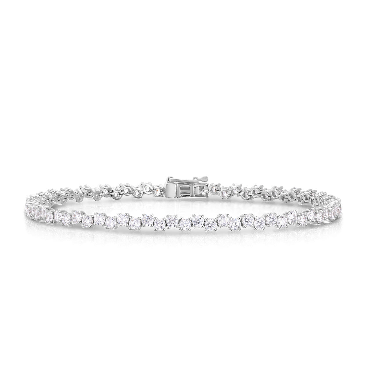 Offset Tennis Bracelet in White Gold
