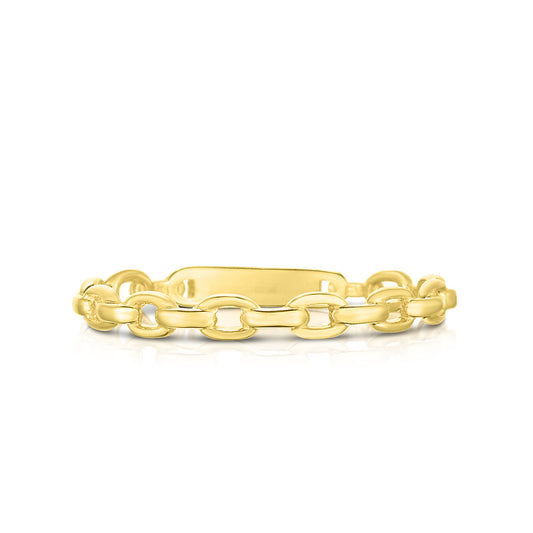 Oval Chain Link Ring in Yellow Gold