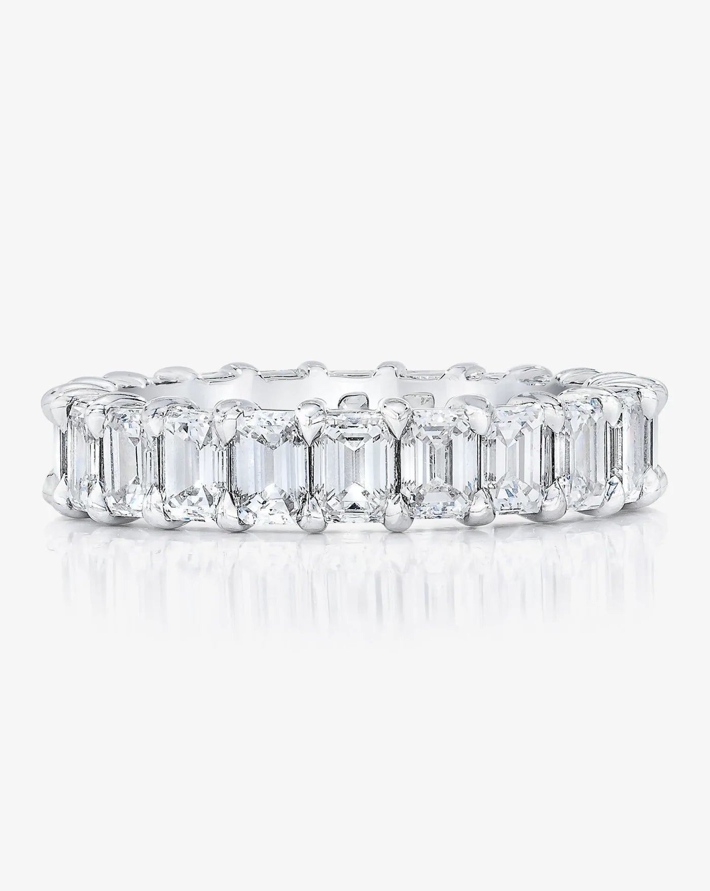 Petite Emerald Cut Eternity Band in Platinum