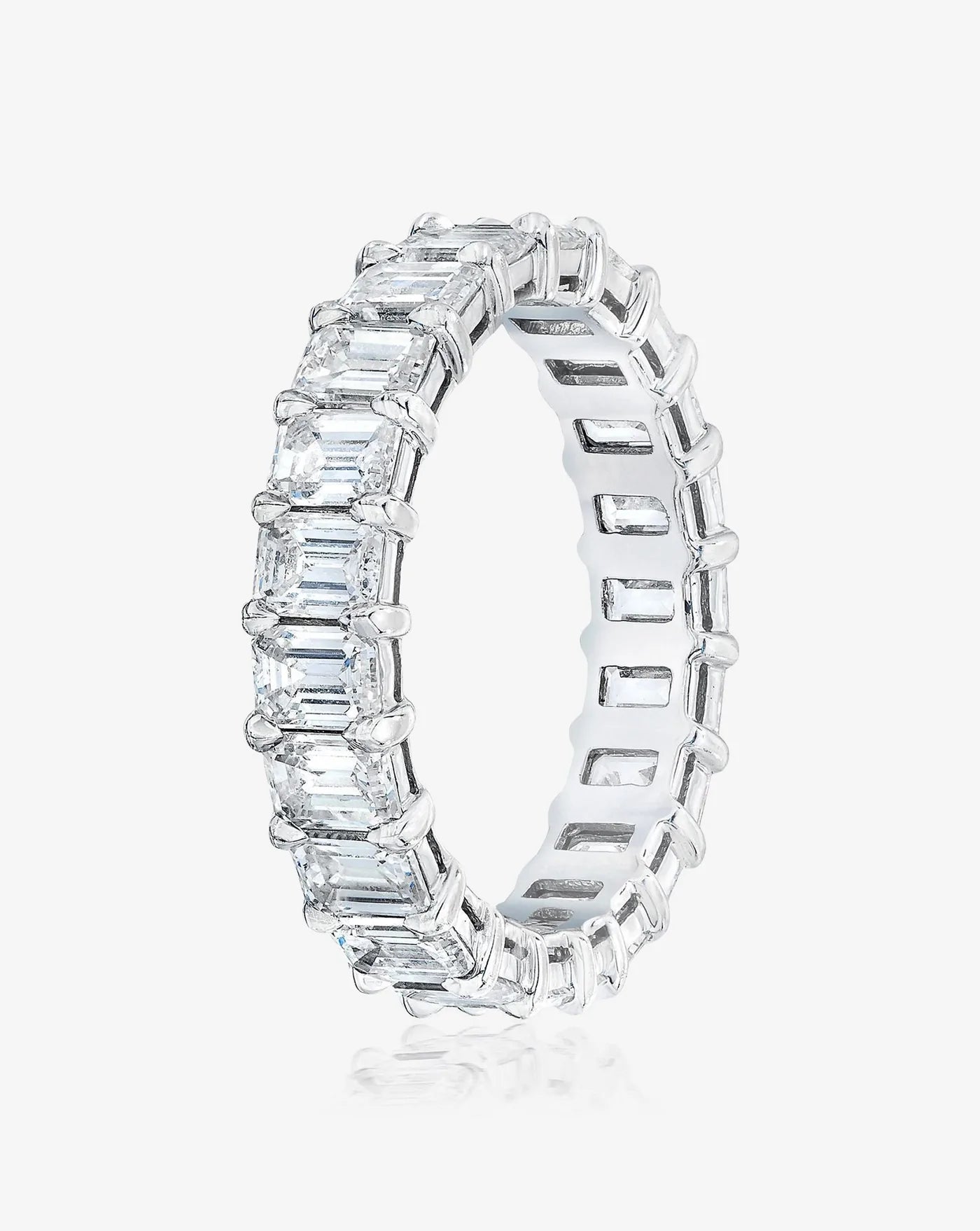 Petite Emerald Cut Eternity Band in Platinum