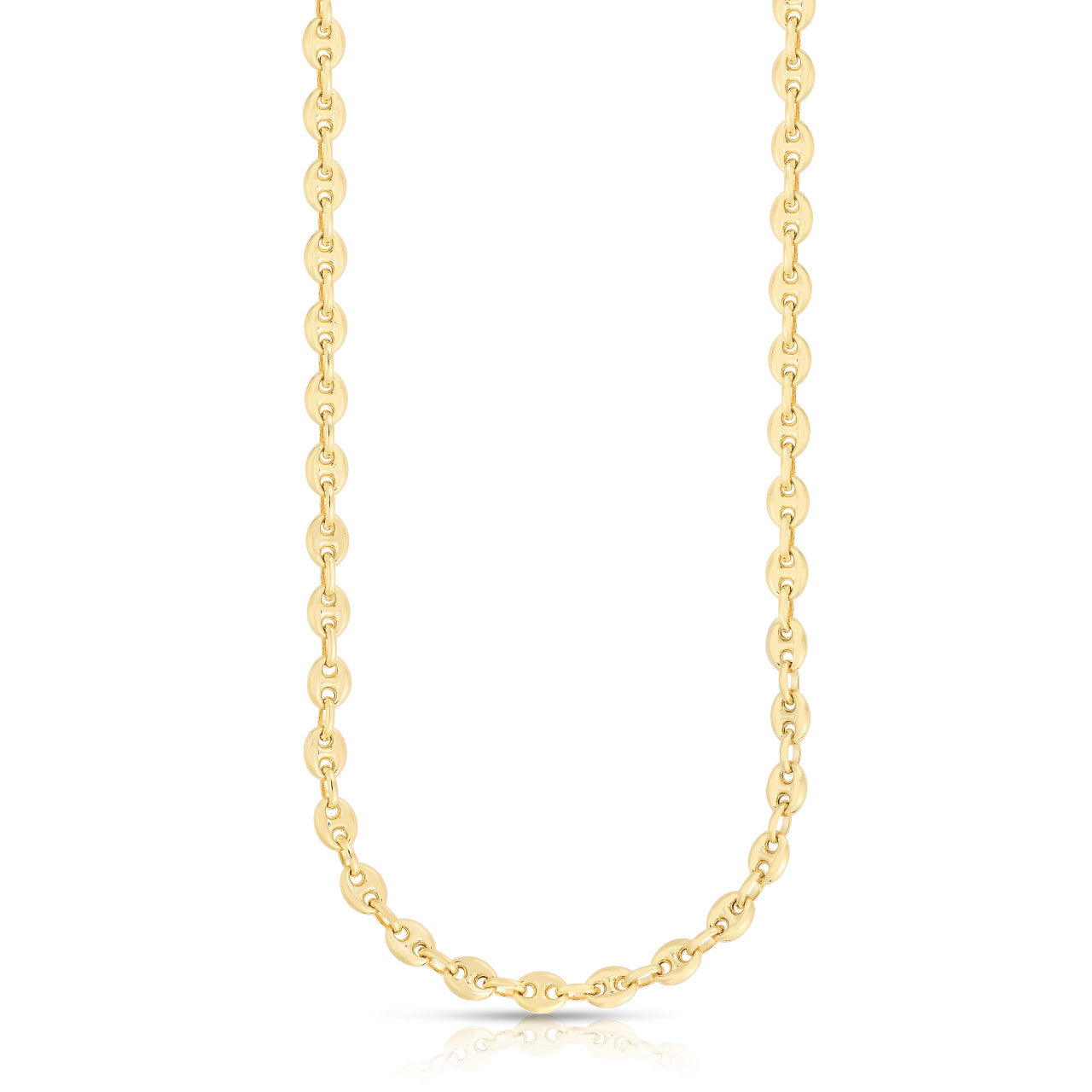 Puffed Mariner Link Necklace in Yellow Gold