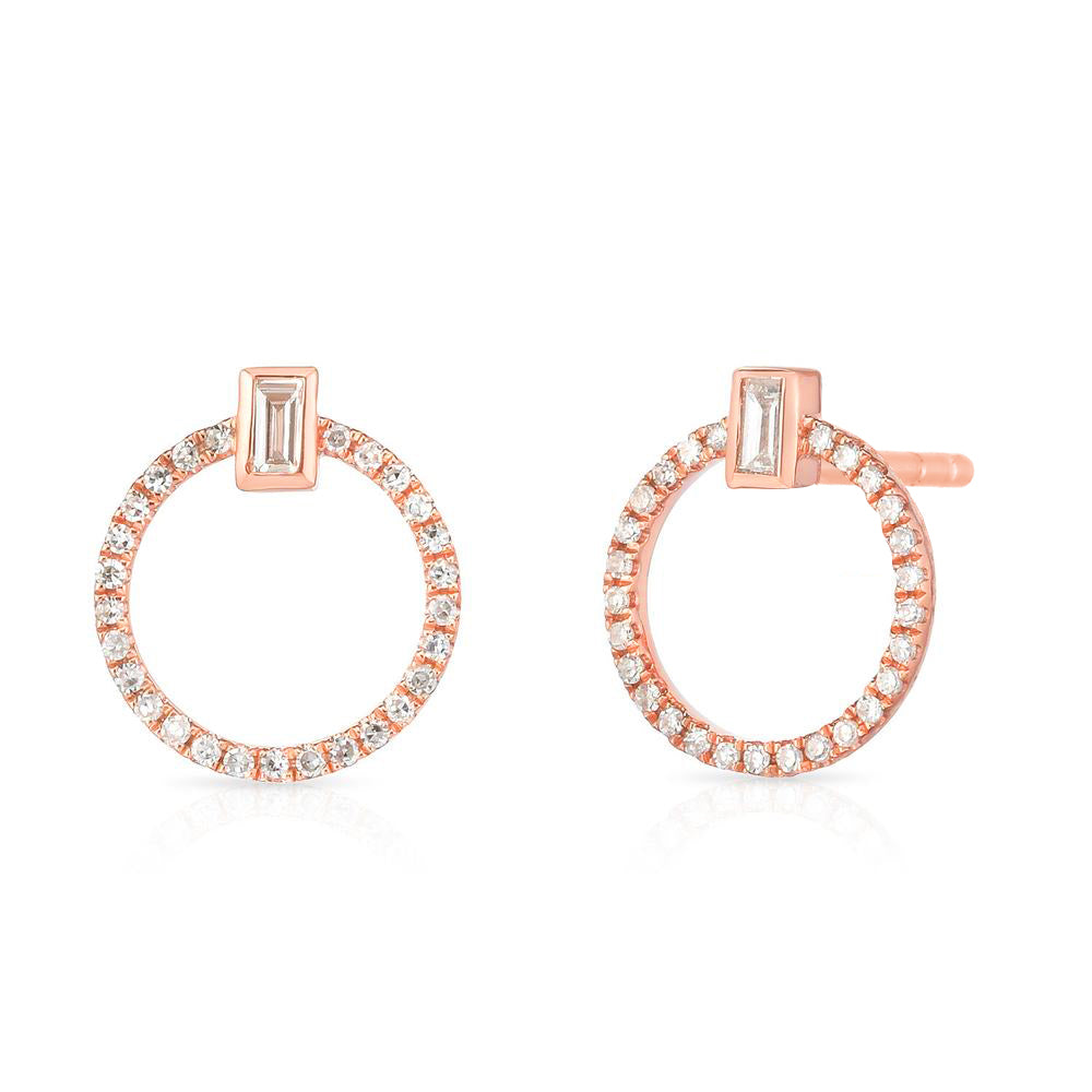 Baguette Diamond Circle Studs