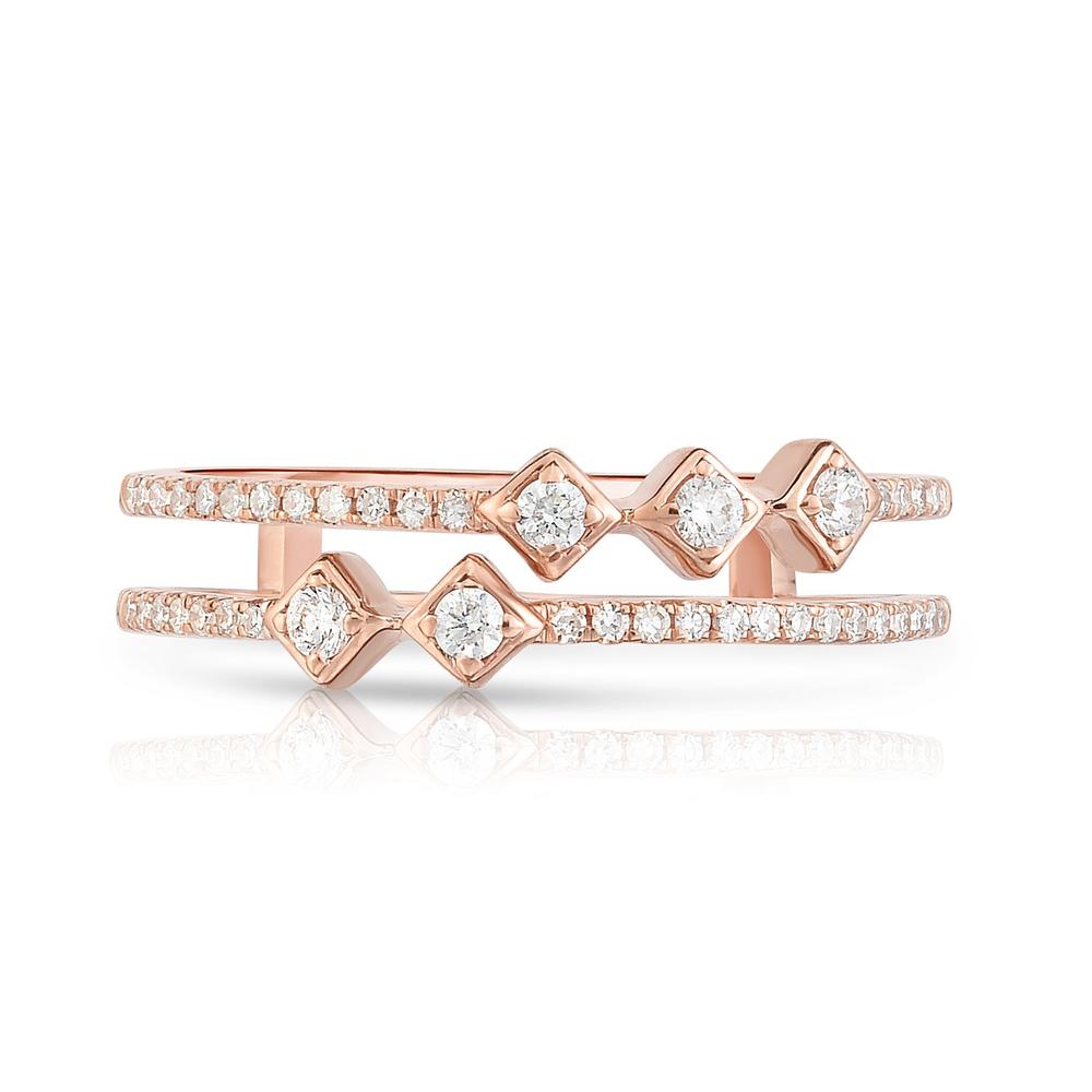Asymmetrical Diamond Stacking Band in 14K Rose Gold