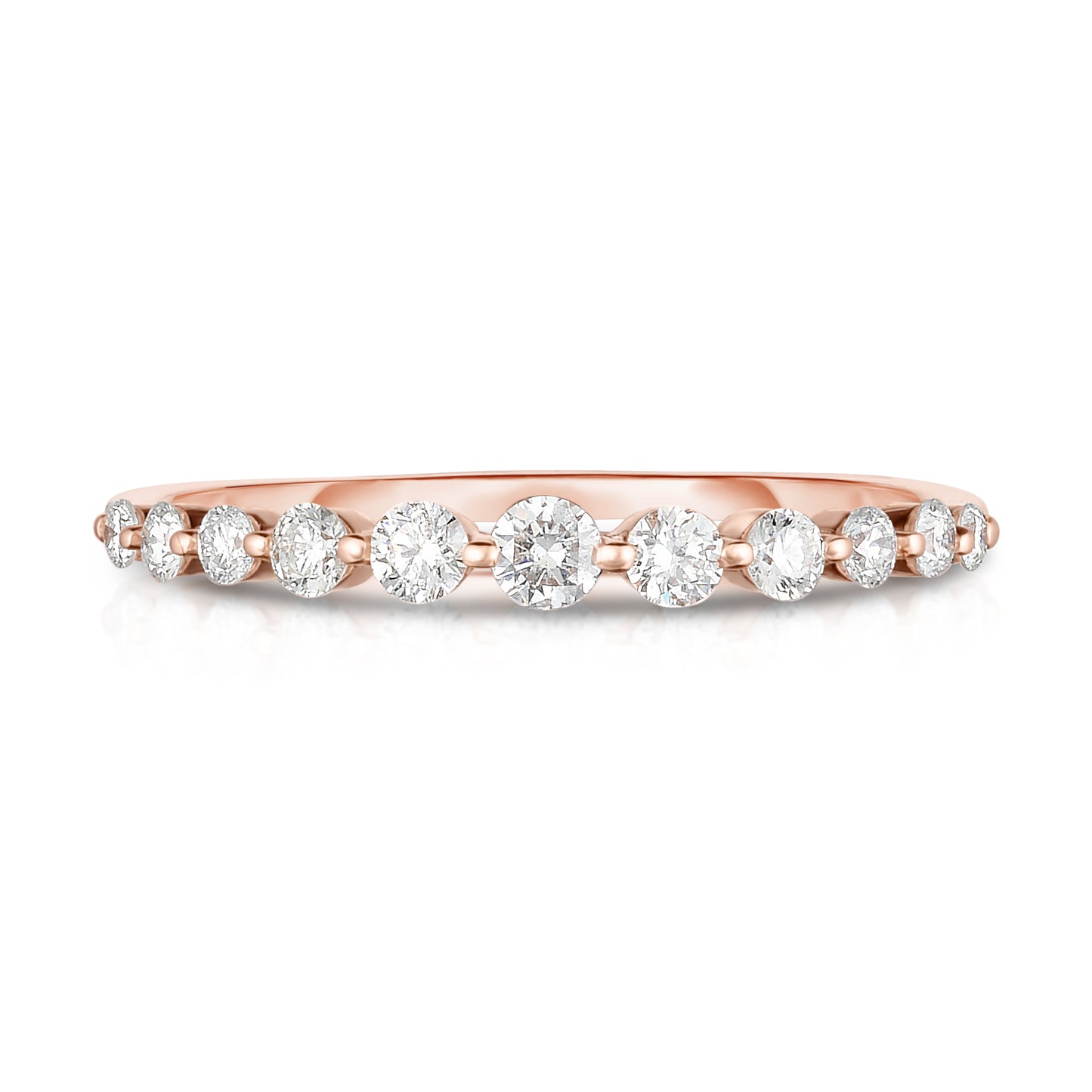 Graduated Diamond Single Prong Ring in 14K Rose Gold