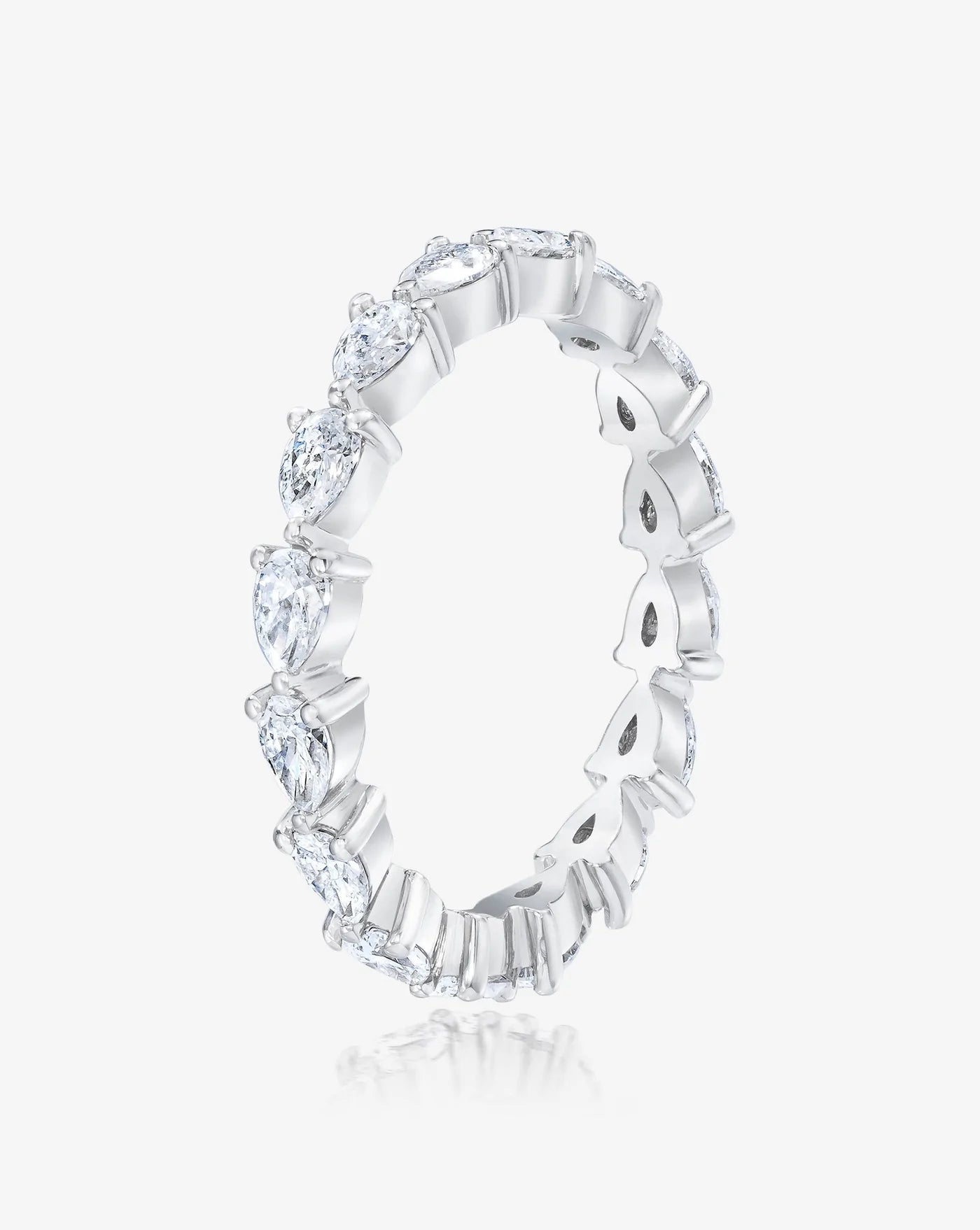 Sideways Pear Eternity Band in Platinum