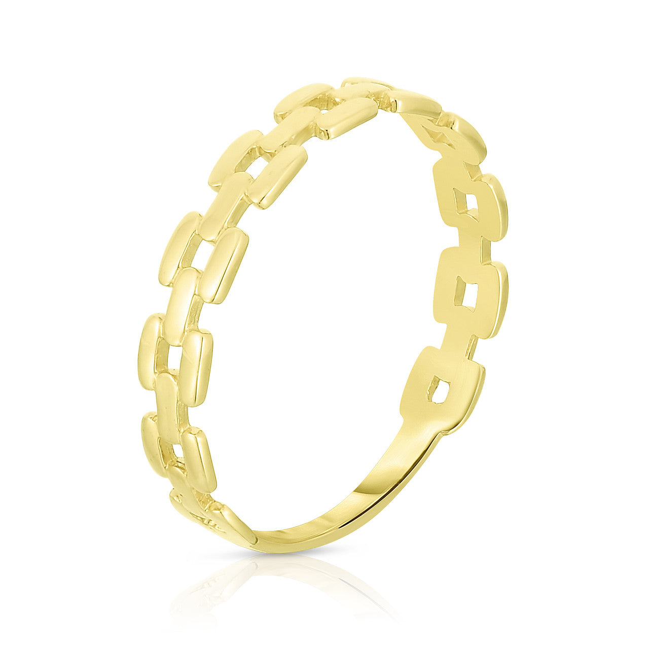 Square Chain Link Ring in Yellow Gold