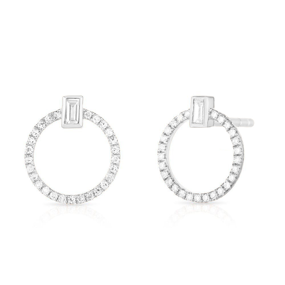 Baguette Diamond Circle Studs