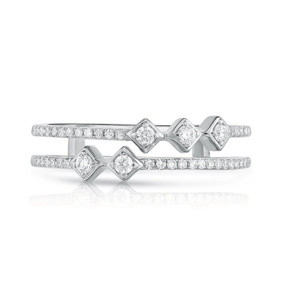 Asymmetrical Diamond Stacking Band in 14K White Gold
