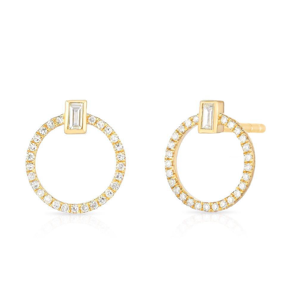 Baguette Diamond Circle Studs