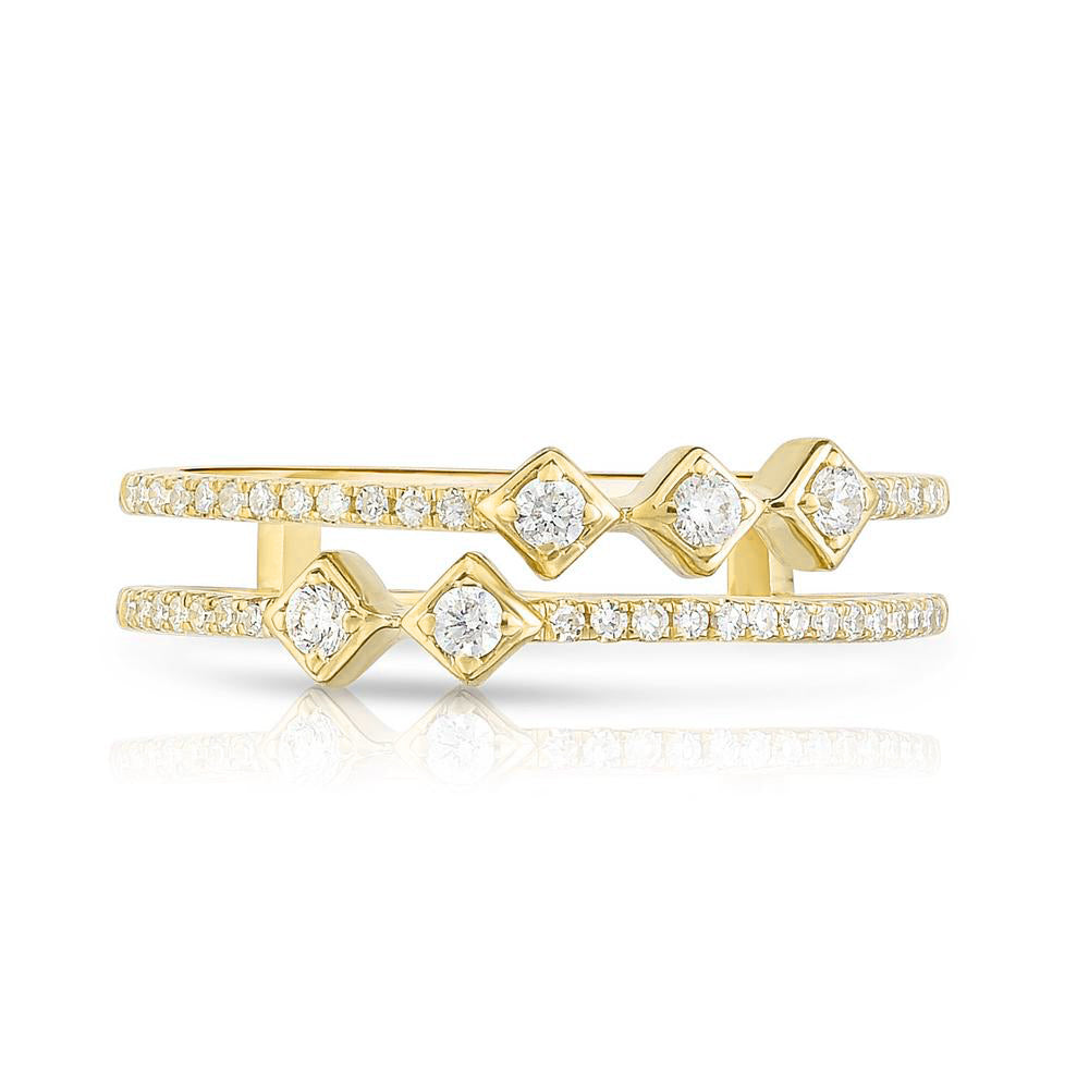 Asymmetrical Diamond Stacking Band in 14K Yellow Gold