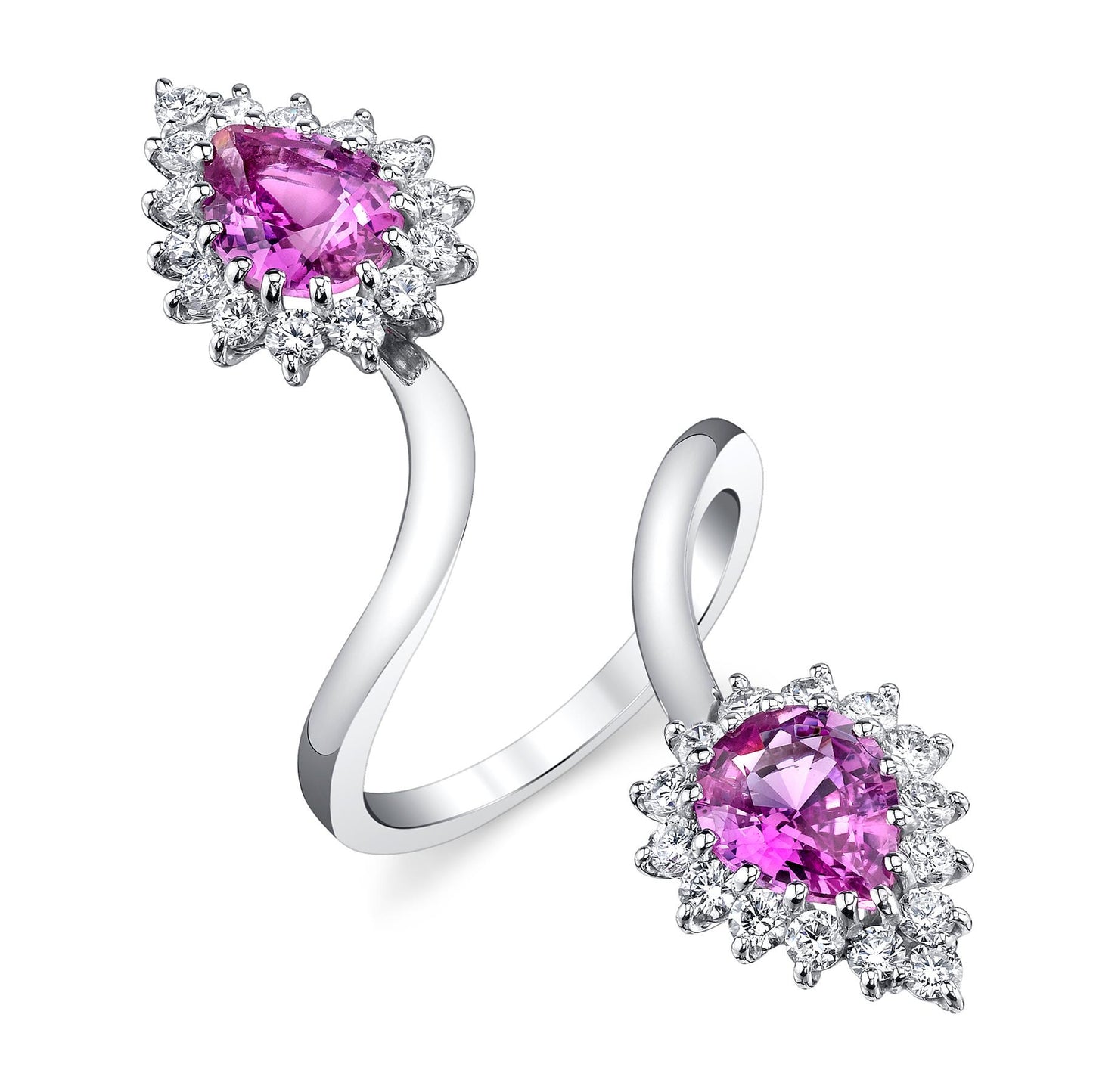 Pink Sapphire and Diamond Bypass Ring