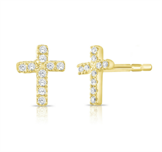 Diamond Cross Stud Earrings