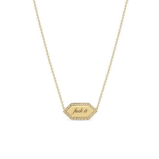 Hexagon Pave Diamond Border Necklace