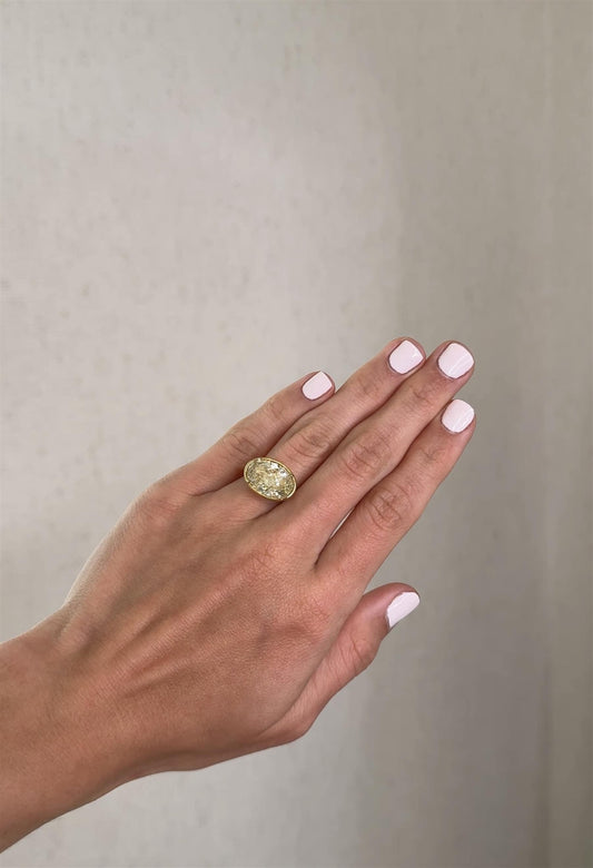 East-West Fancy Light Yellow Oval Solitare