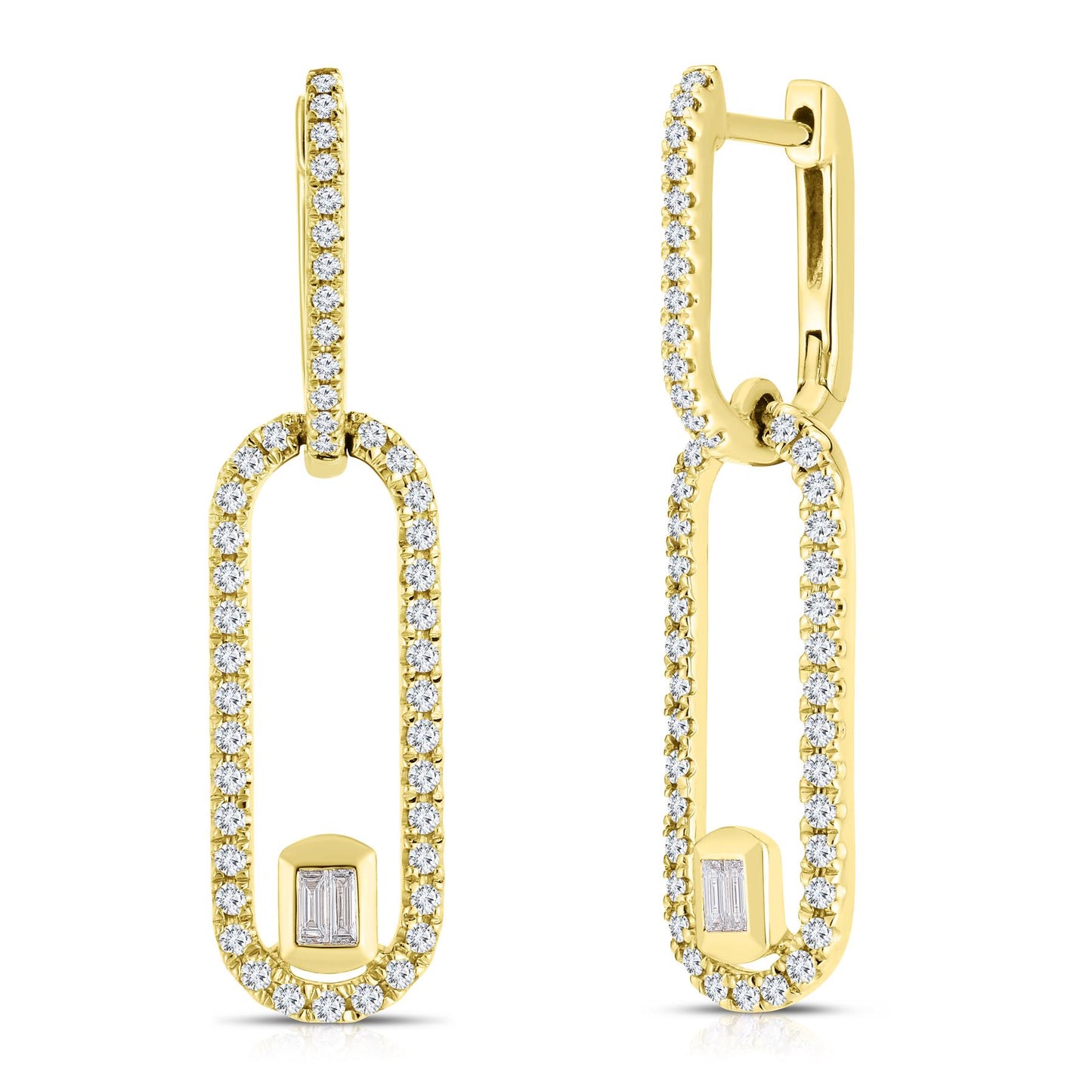 Diamond Drop Earrings with Baguettes