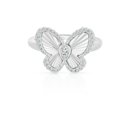 Fluted Diamond Butterfly Ring