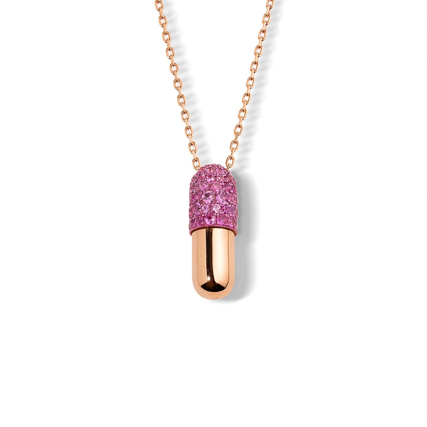 Pink Sapphire Screw Top Pill Pendant