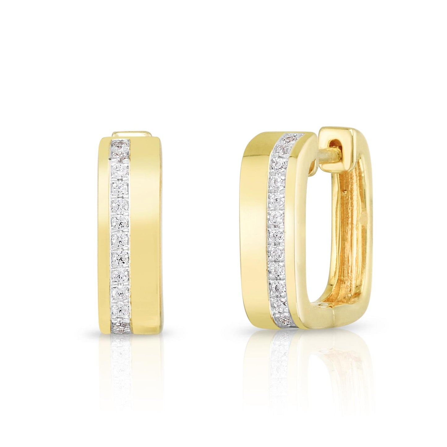 Square Diamond Line Huggie Earrings