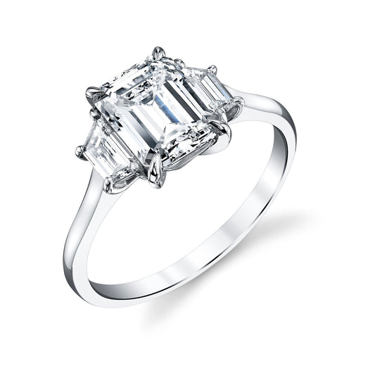 Emerald Cut Diamond Three-Stone Engagement Ring