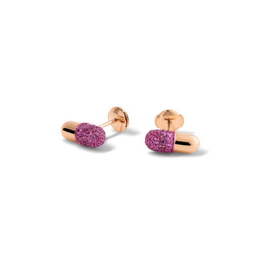 Pink Sapphire Pill Earrings