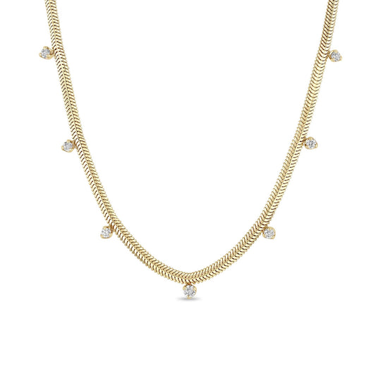 7-Station Diamond Snake Chain Necklace