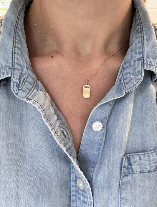 X-Small Diamond Tag Necklace