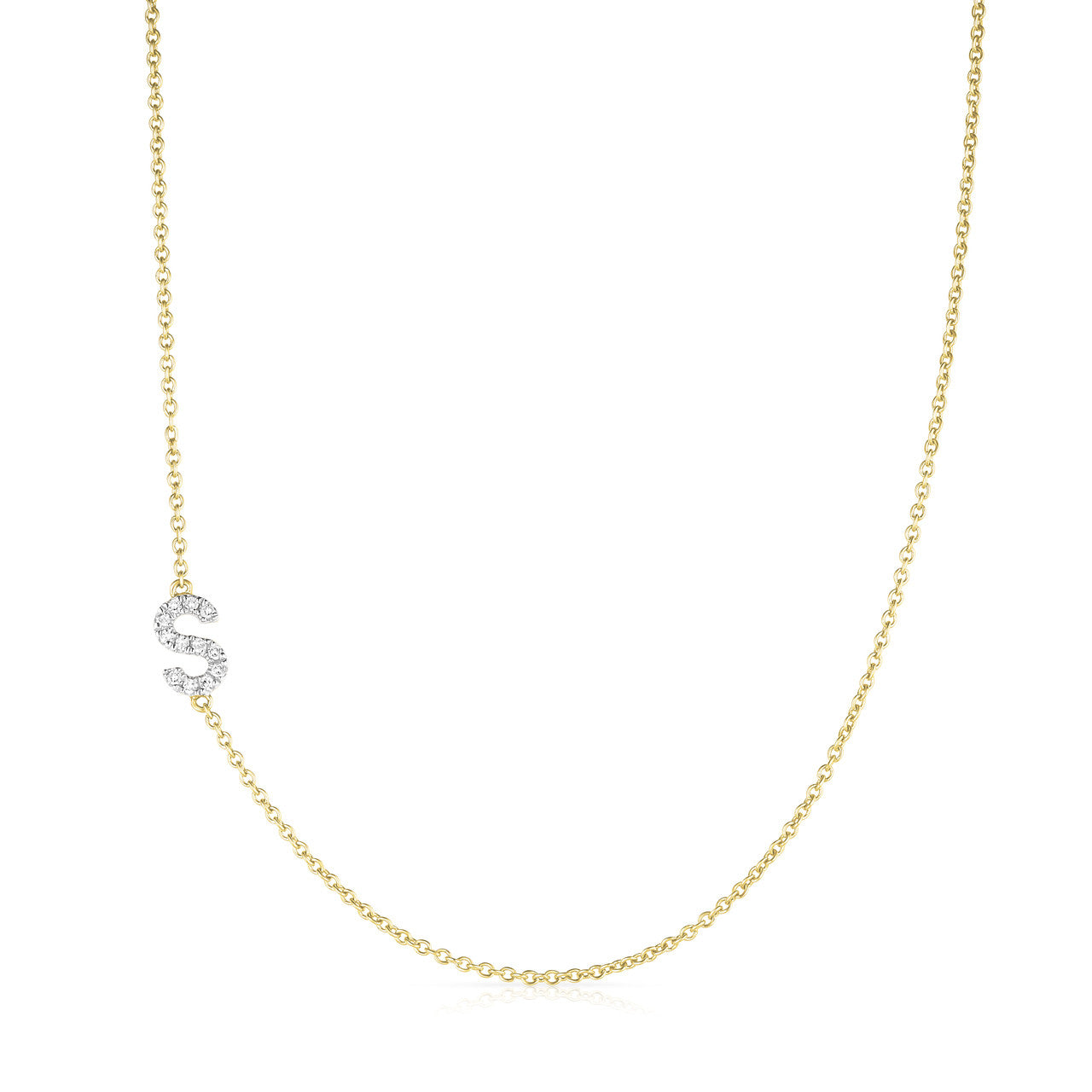 Offset Diamond Initial Necklace