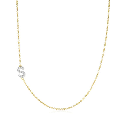 Offset Diamond Initial Necklace