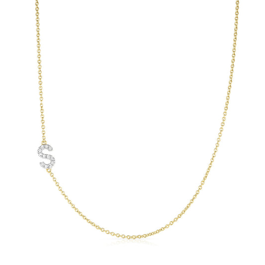 Offset Diamond Initial Necklace