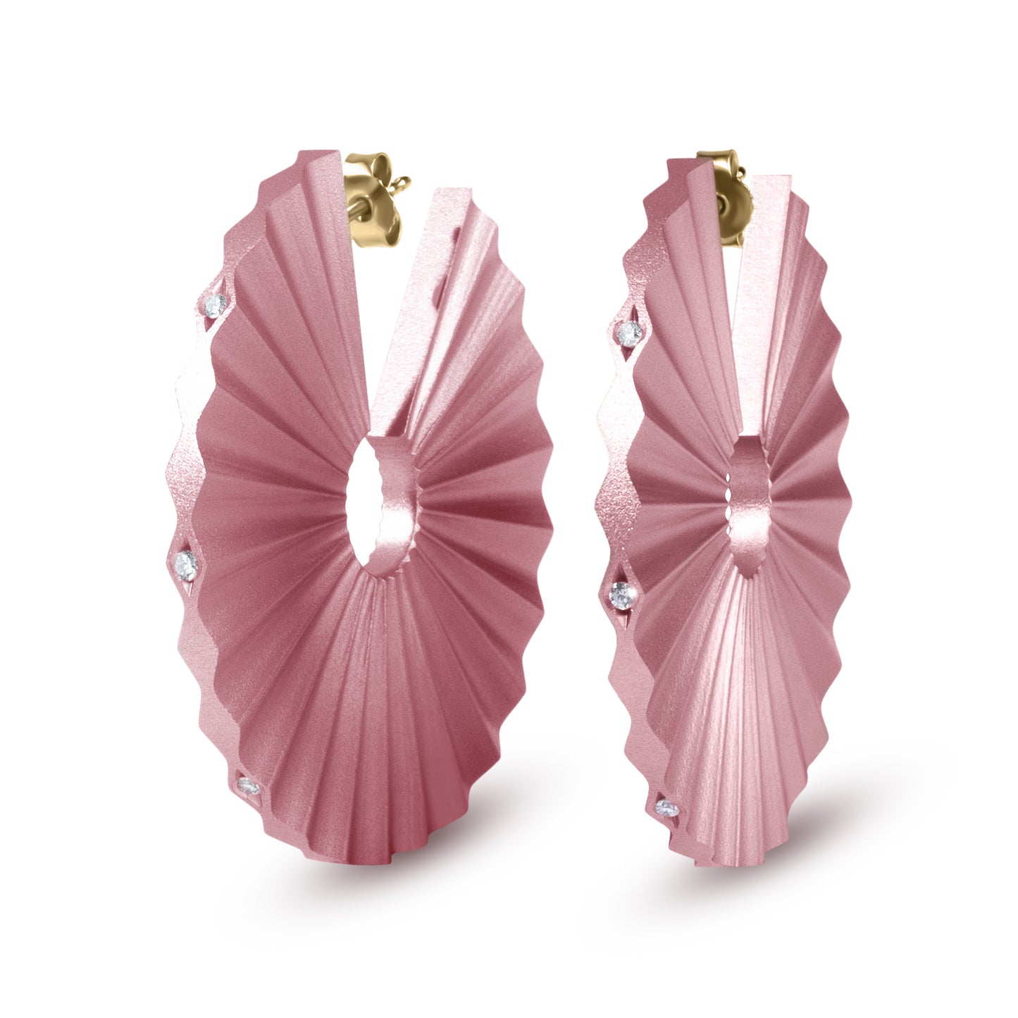 Antique Pink Medium Mambo Diamond Hoop Earrings