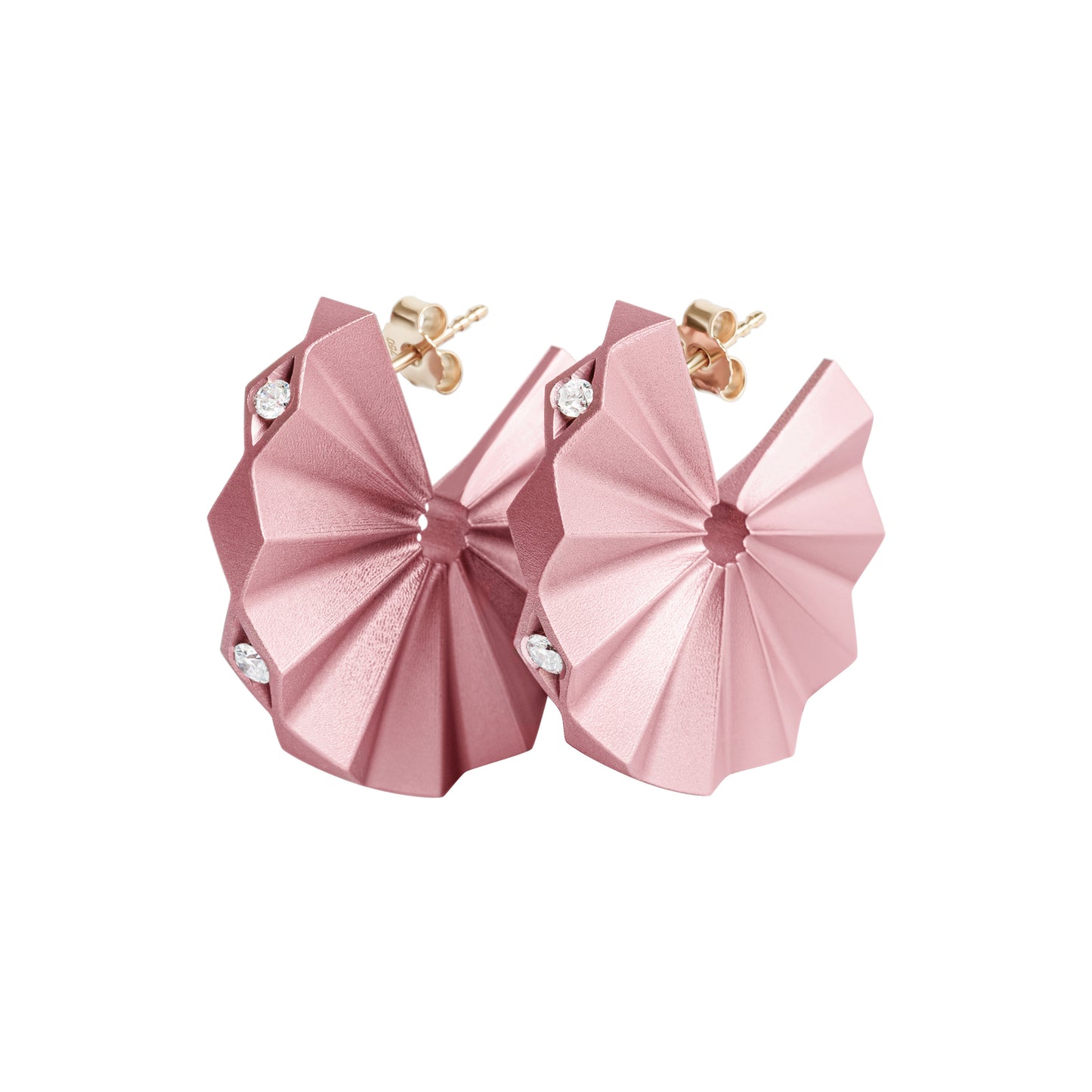 Antique Pink Mini Mambo Diamond Hoop Earrings
