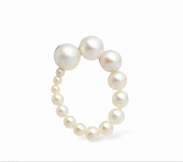 Pair of Petite Embrassée Mono Pearl Earrings by Sophie Bille Brahe