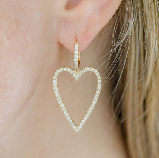 Open Heart Diamond Pavé Earrings