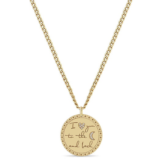 Love You To The Moon & Back Medallion Diamond Necklace