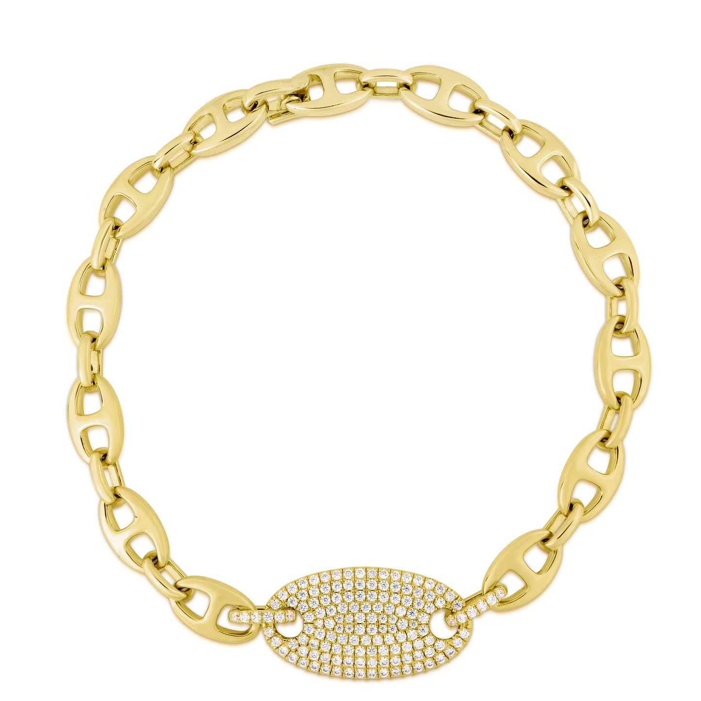 Pave' Diamond Station Mariner Bracelet